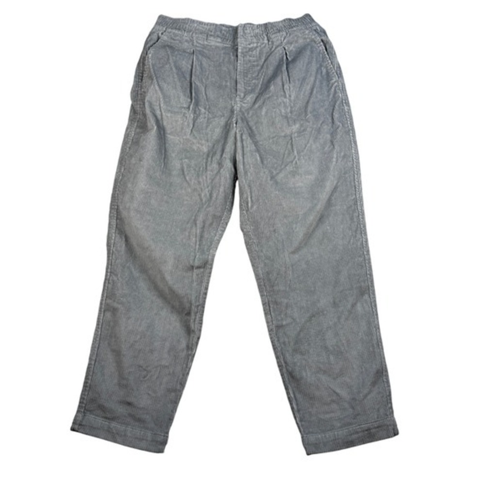 GAP Mens Corduroy Pleated Pants Elastic Waist Gray Large Casual‎ Trousers